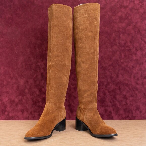 Jeffrey Campbell Women Brown Suede Boho Slouch Cottage OTK Boots sz 8.5 - Picture 2 of 7